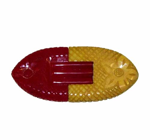 1930's red and yellow belt buckle