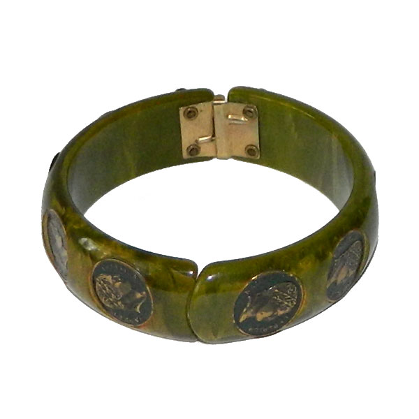green bakelite clamper bracelet