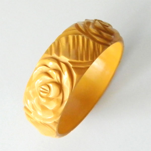 Yellow rose bakelite bracelet