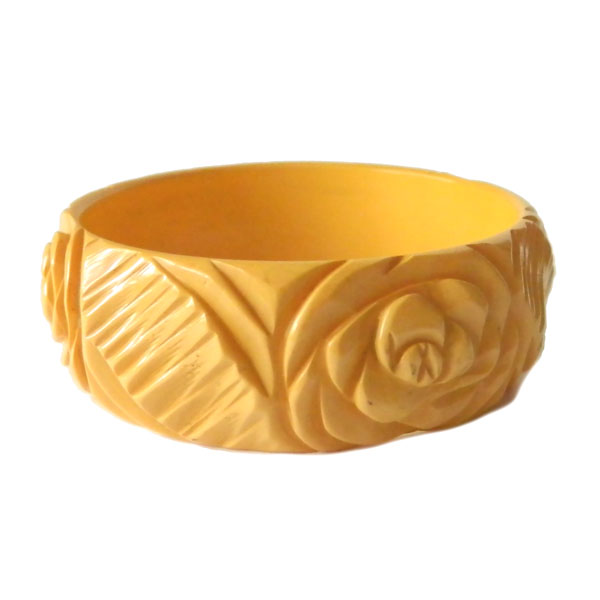 Yellow rose bakelite bracelet