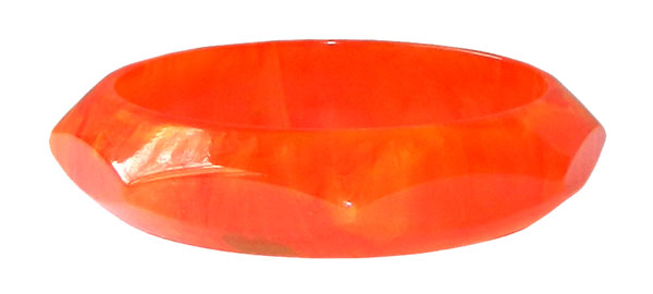 Faceted orange bakelite bangle
