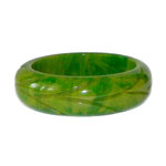 carved green bakelite bangle