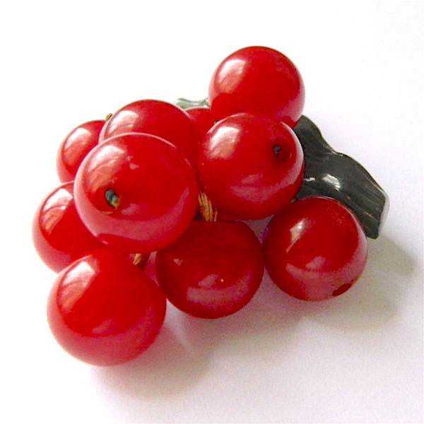 1940's bakelite cherries brooch