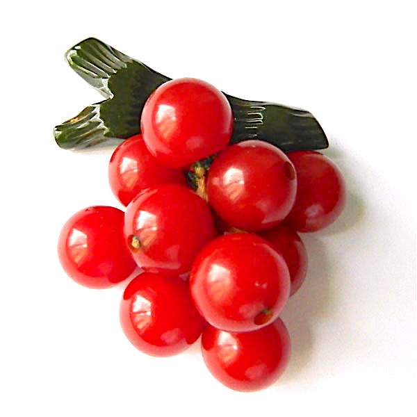 1940's bakelite cherries brooch