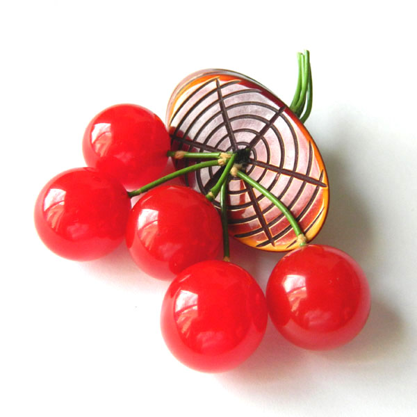 Bakelite cherries brooch