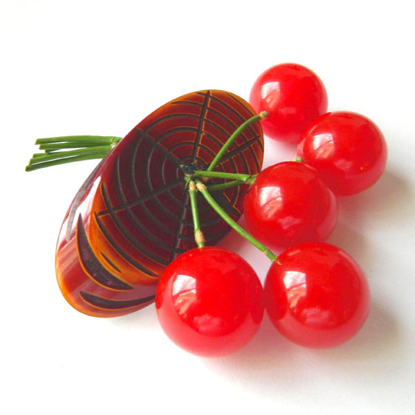 Bakelite cherries brooch