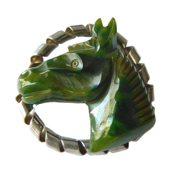 bakelite horse head brooch