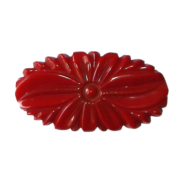 Large 1940's red bakelite brooch