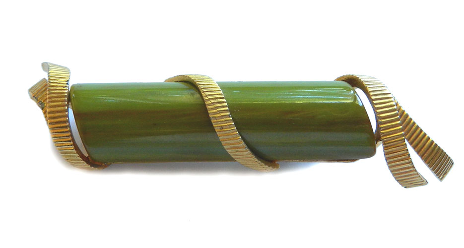 green bakelite brooch
