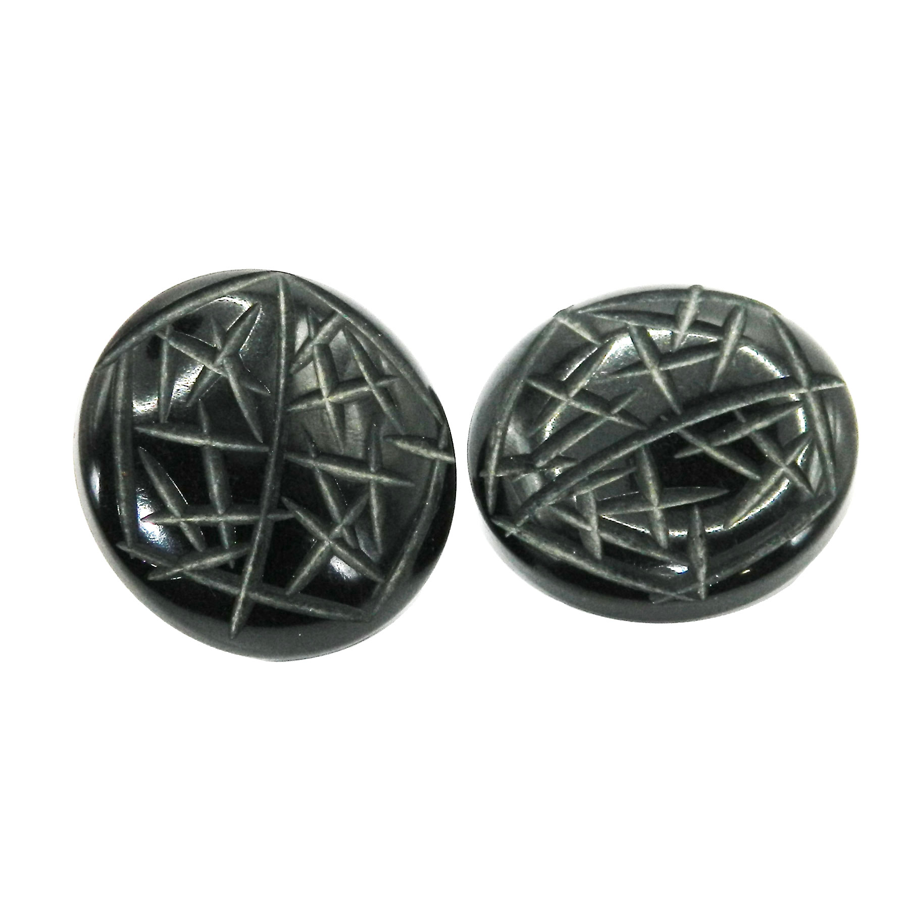 Carved black bakelite earrings