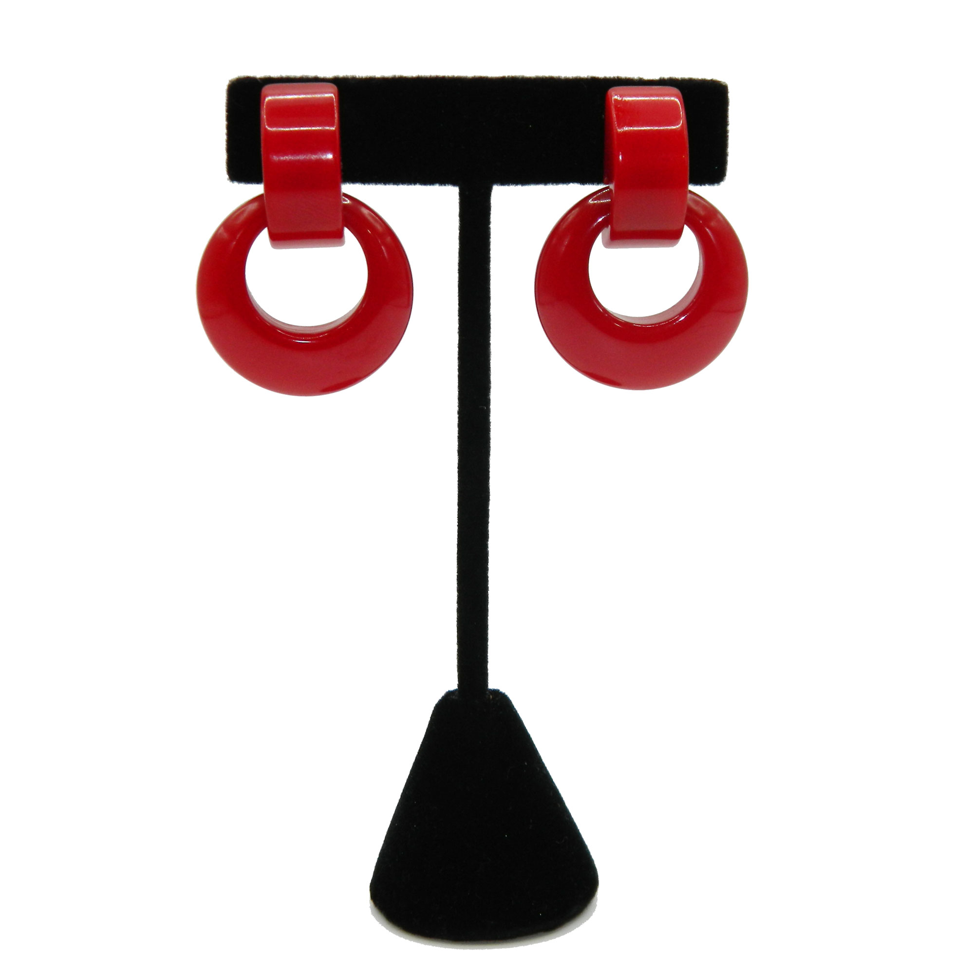 Red bakelite drop earrings
