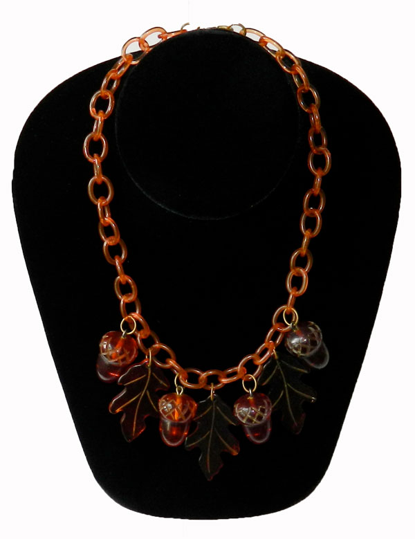 Bakelite acorn charm necklace