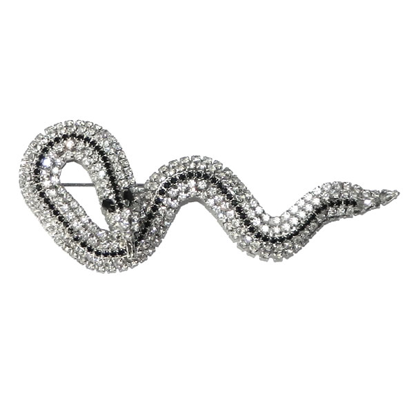 Rhinestone snake brooch