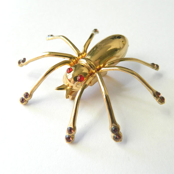 Rhinestone spider brooch