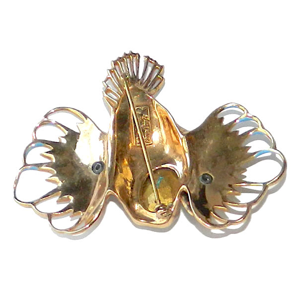 1940's Coro rhinestone fish brooch