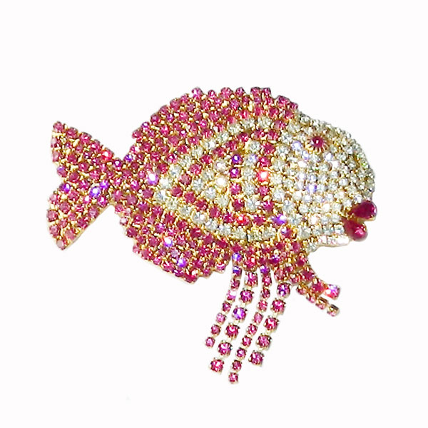 Rhinestone fish brooch