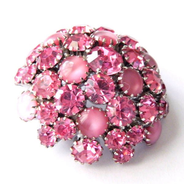1950s pink rhinestone brooch