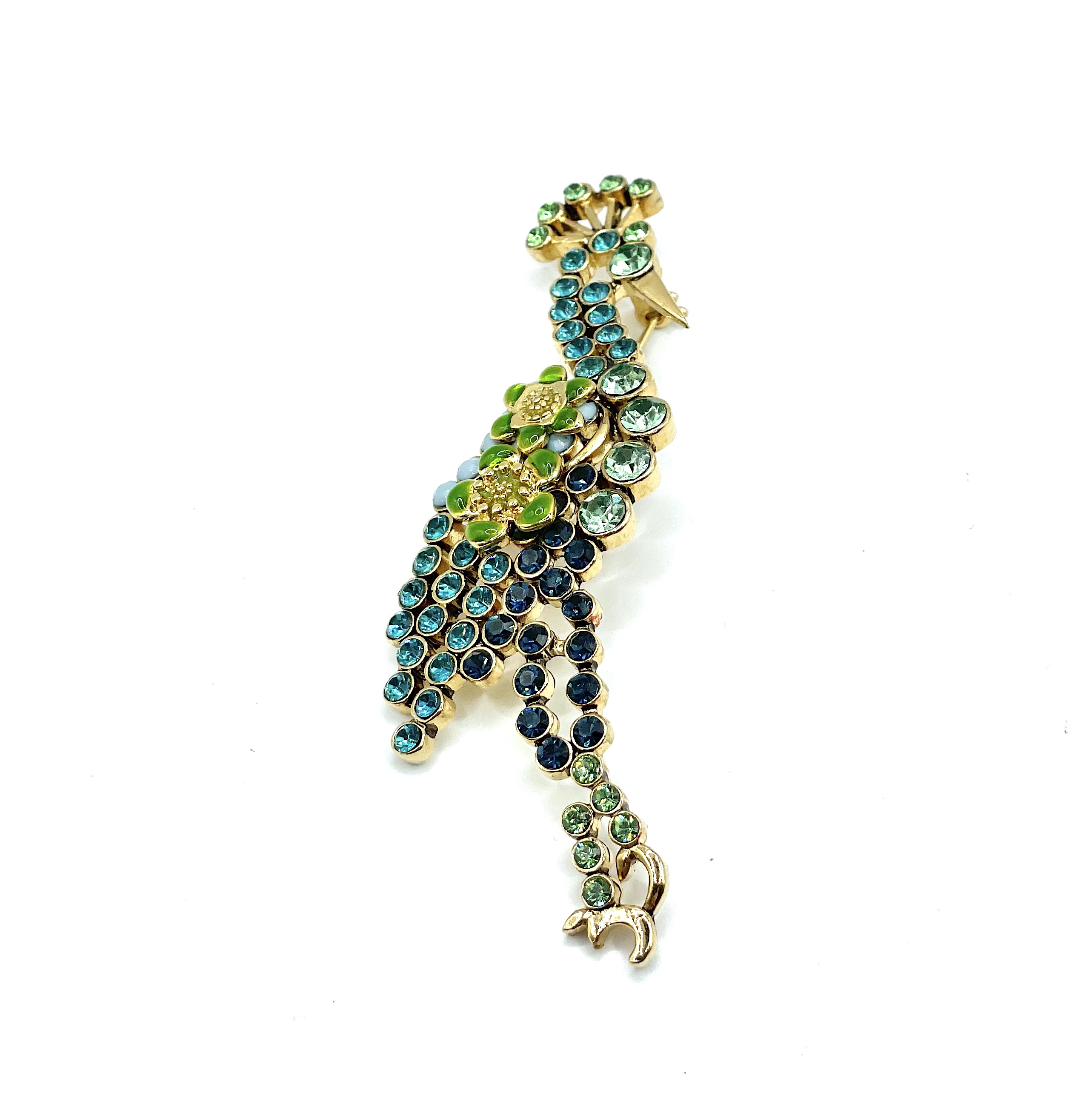 rhinestone peacock brooch