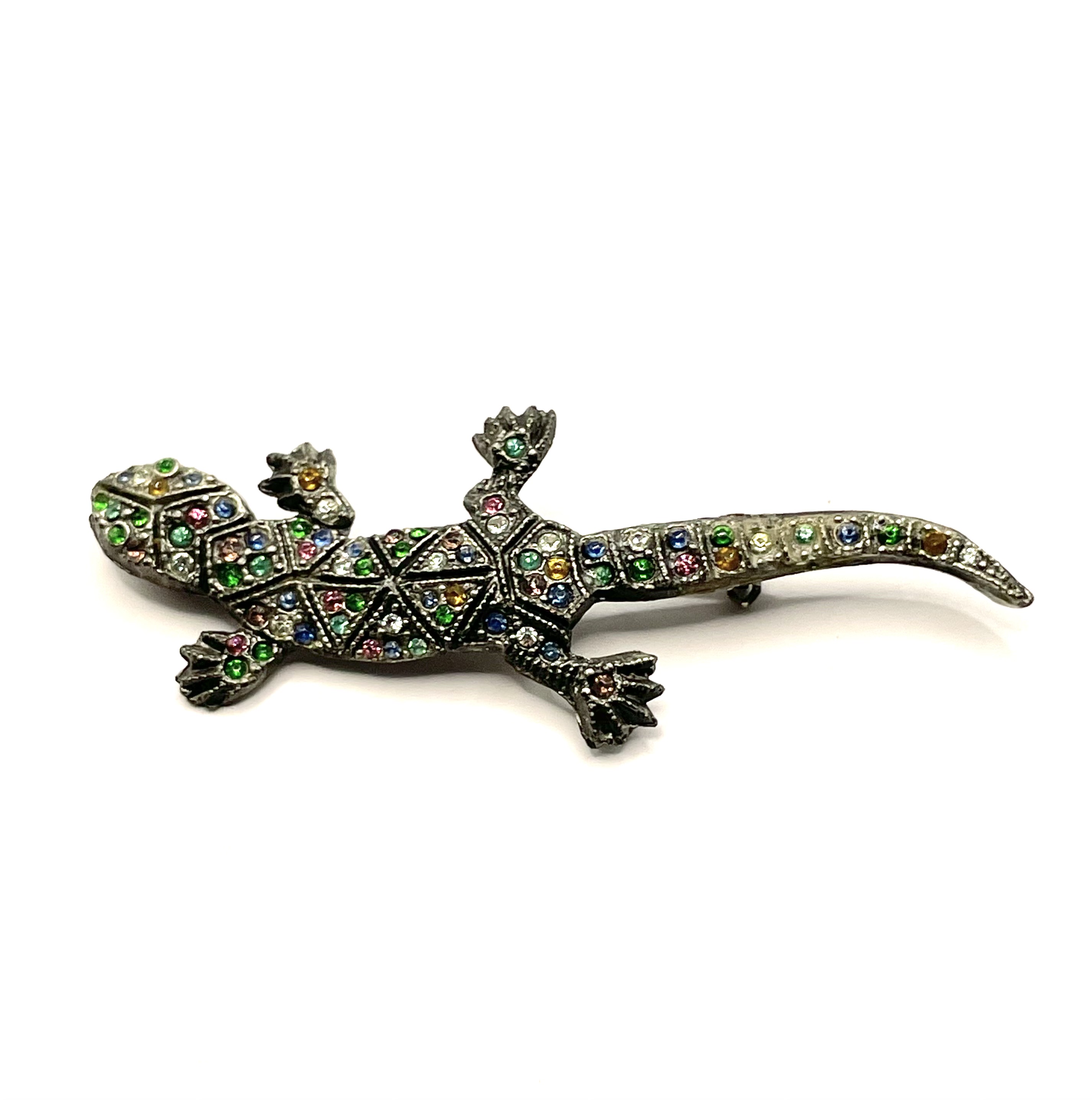rhinestone gecko brooch