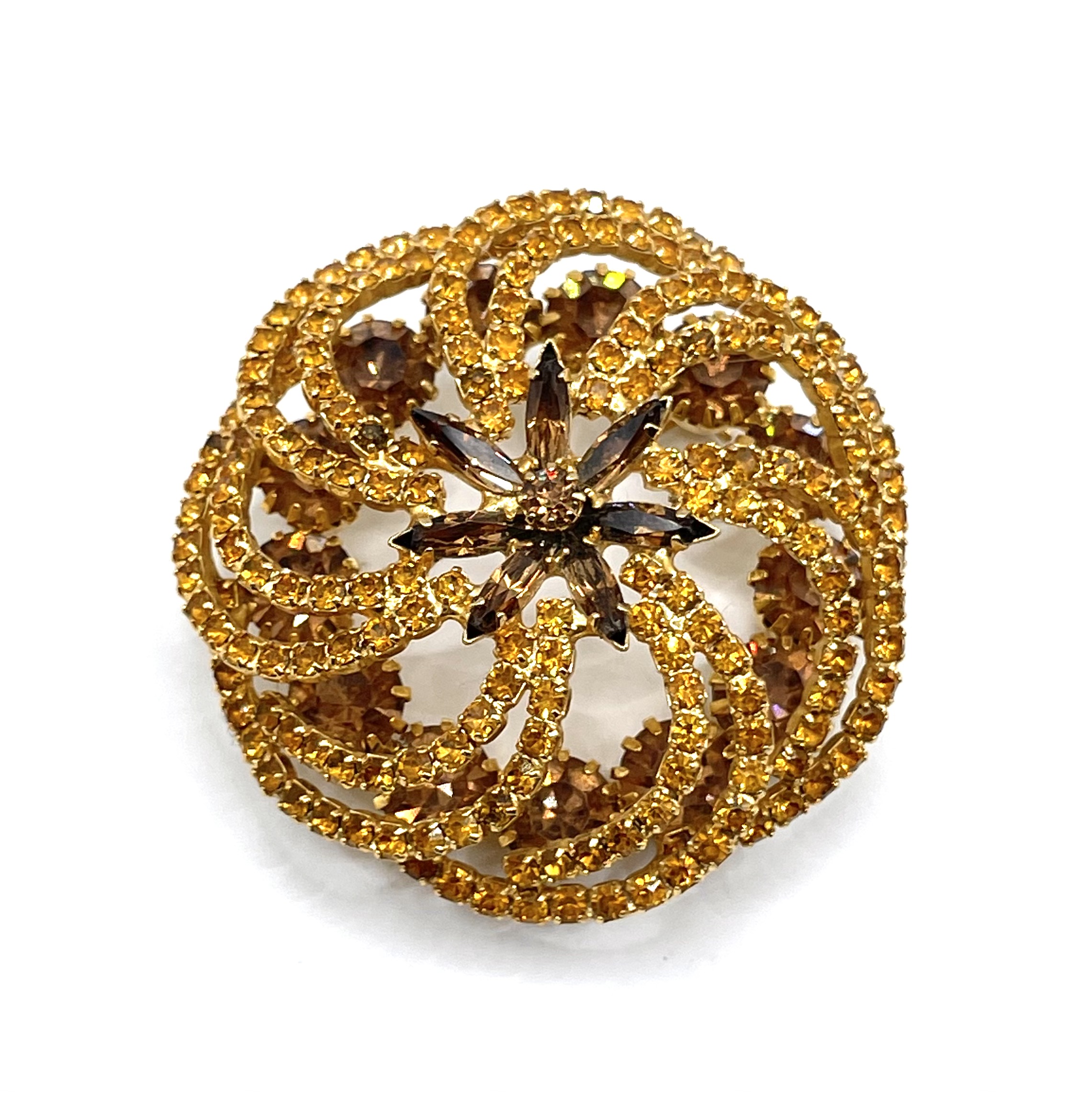 1960s Hobe spiral rhinestone brooch