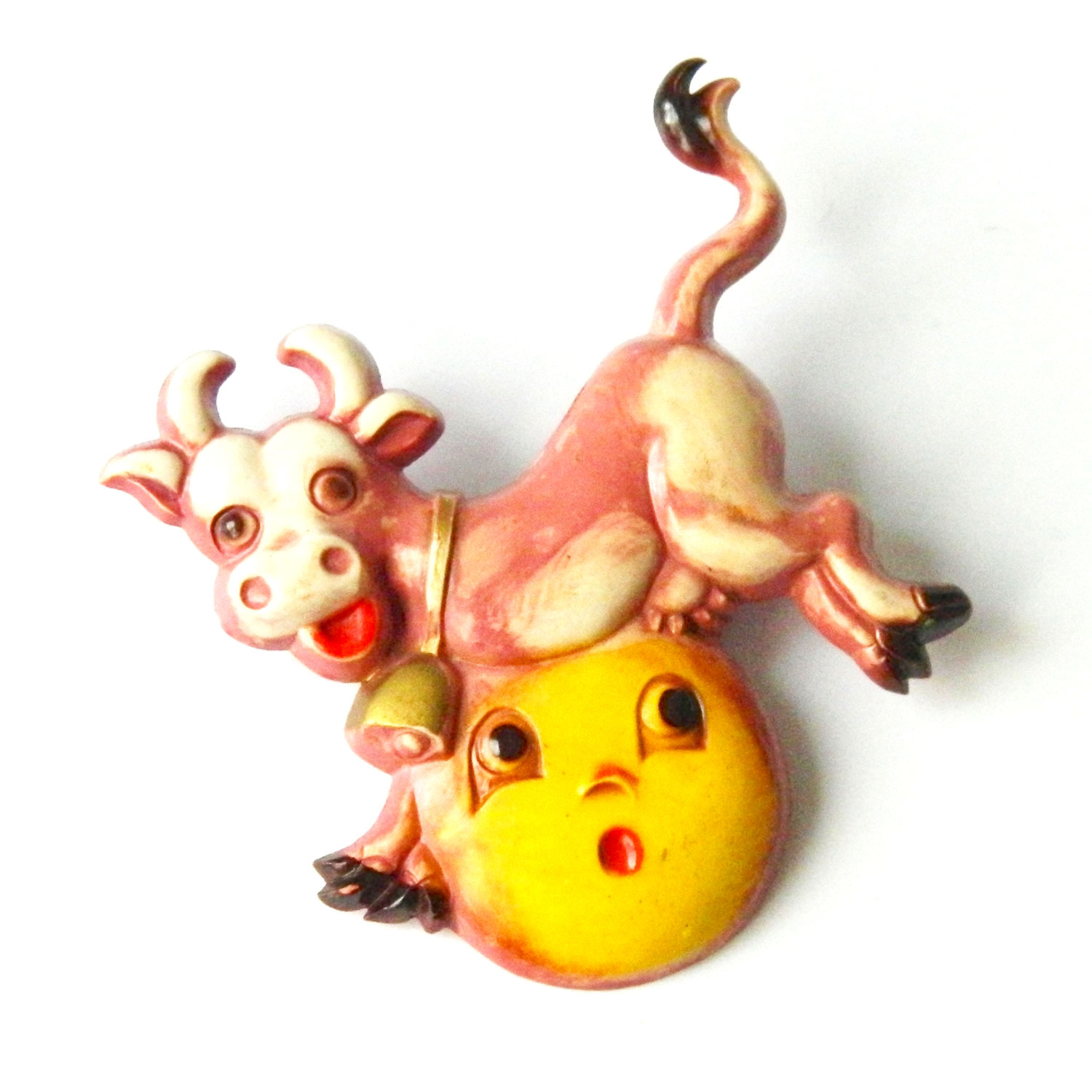 1930's The Cow Jumped Over The Moon brooch
