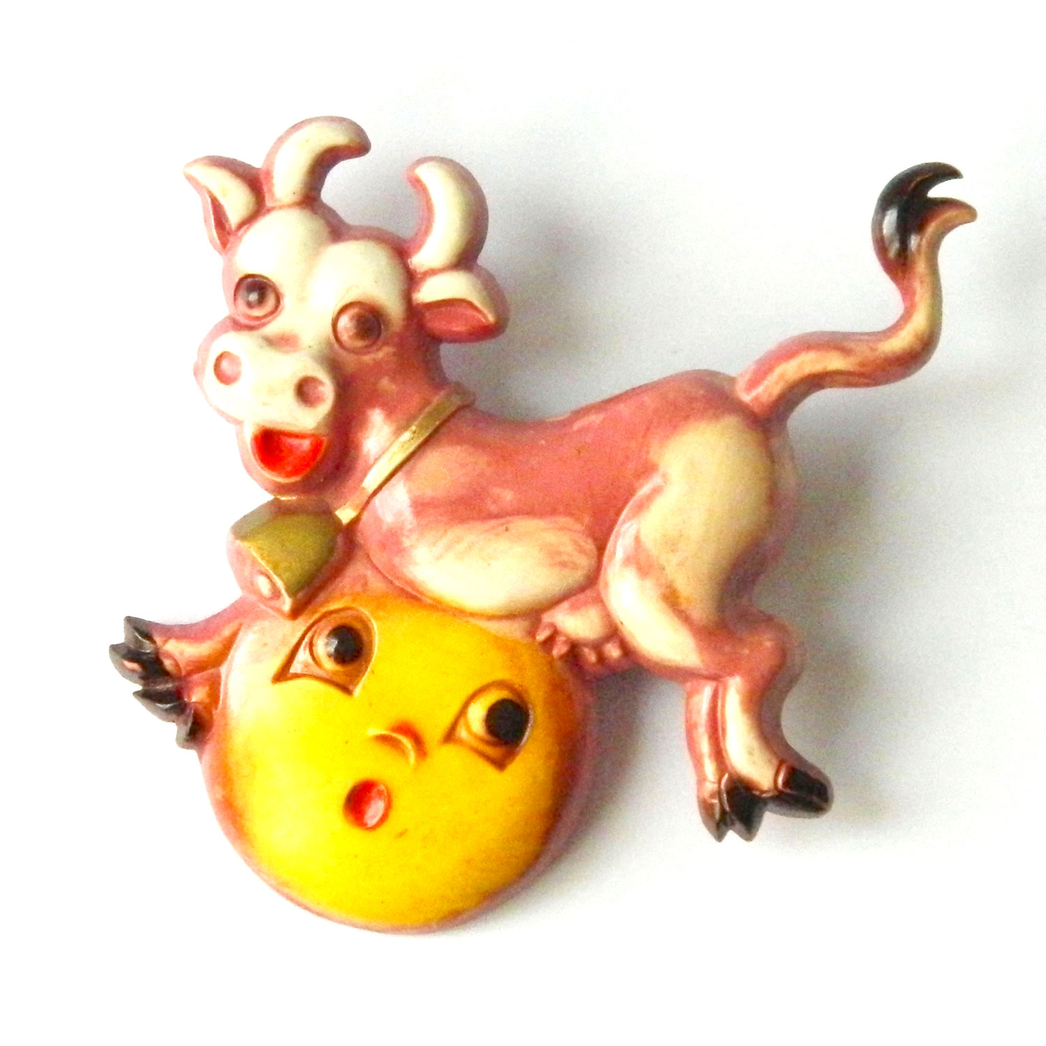 1930's The Cow Jumped Over The Moon brooch