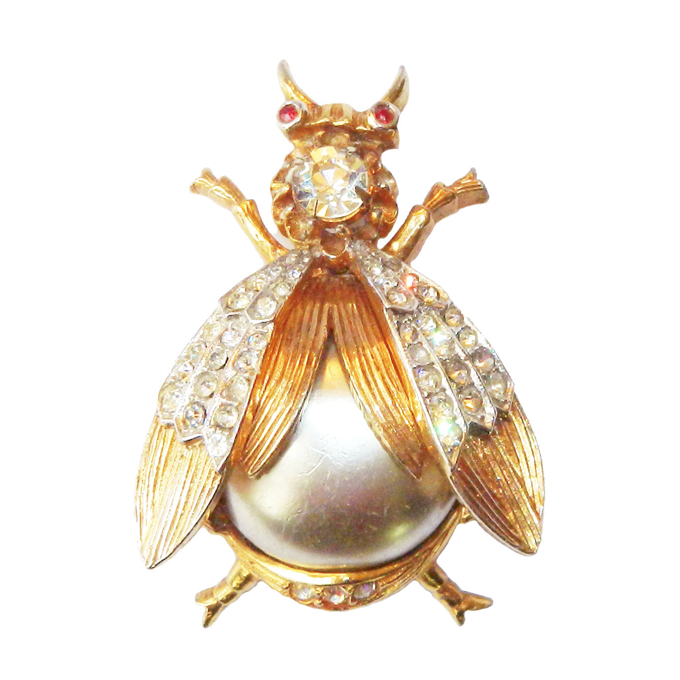 Rhinestone insect brooch