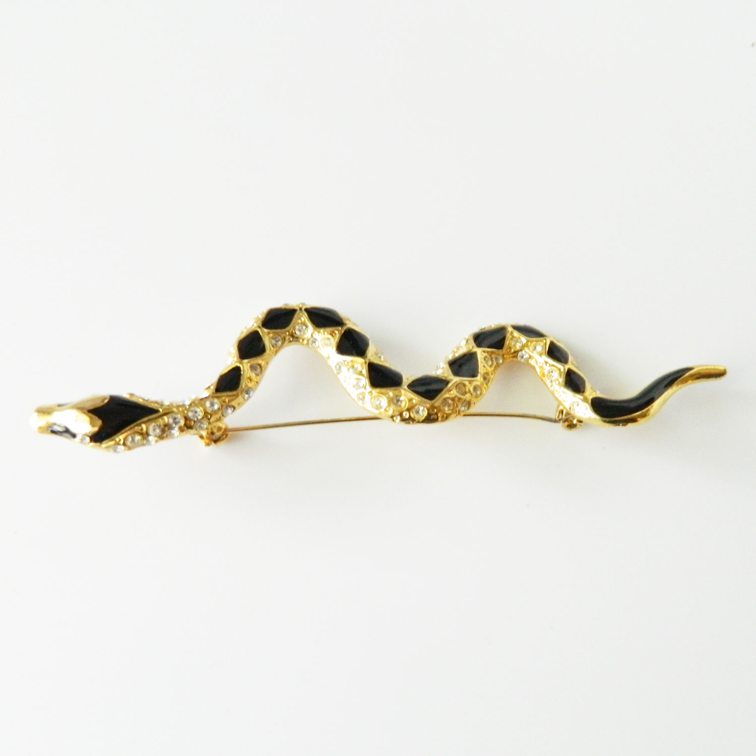 Rhinestone snake brooch