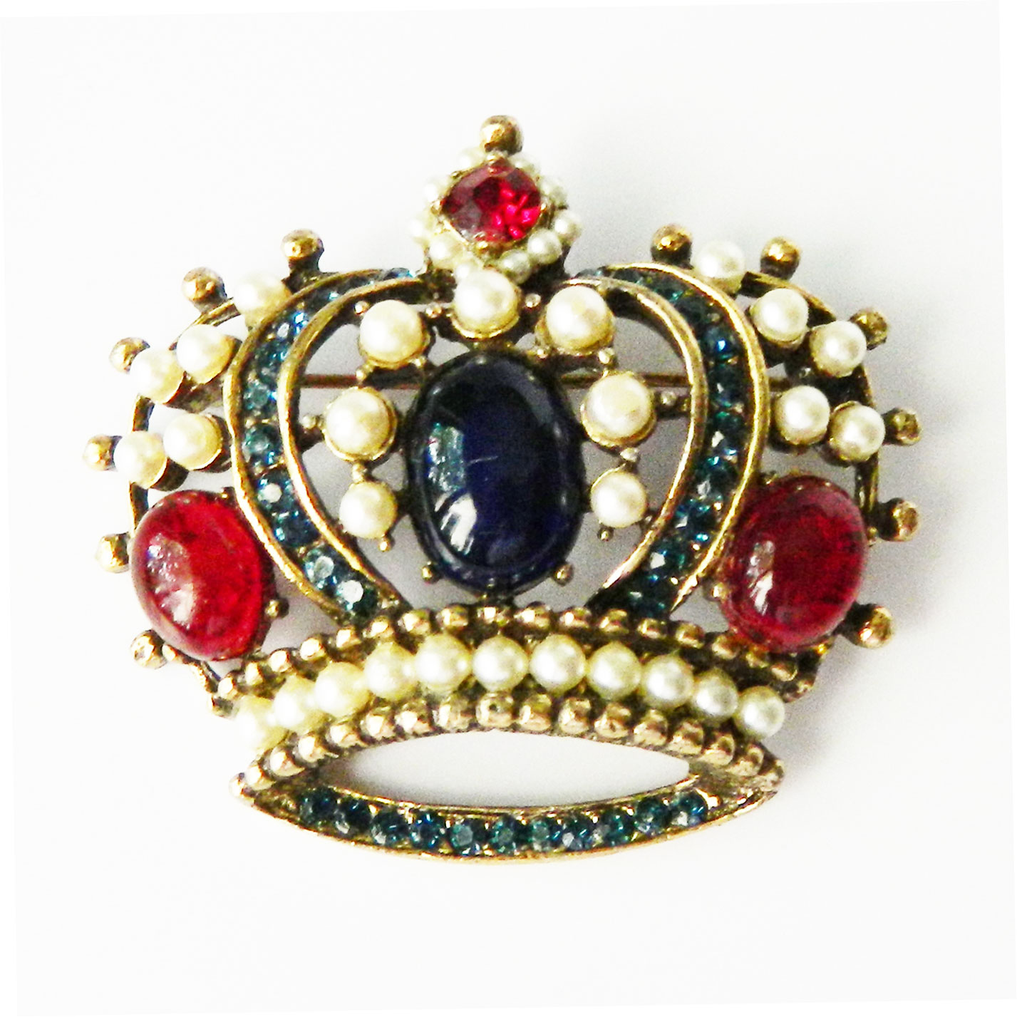 Weiss rhinestone crown brooch