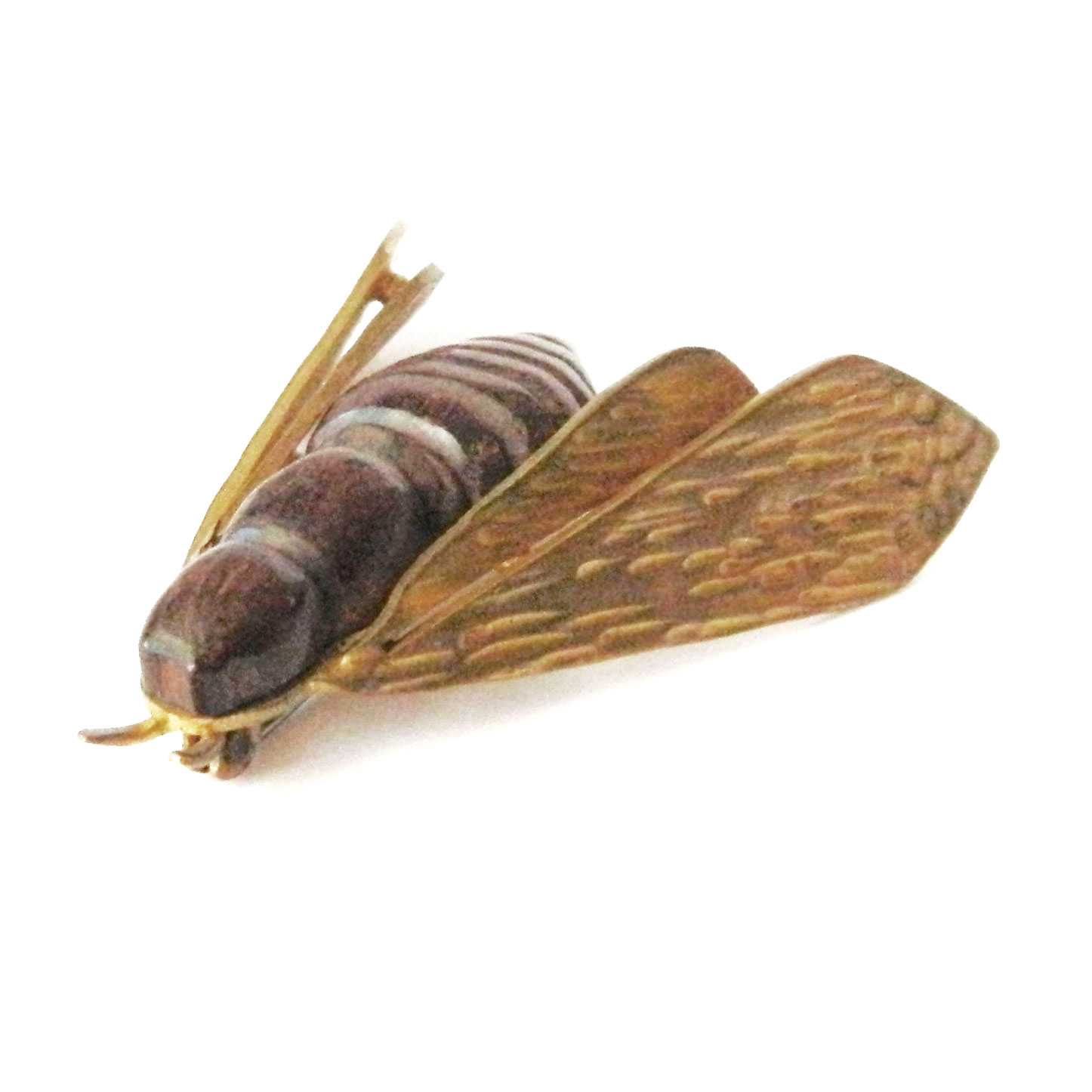 Rosewood cicada insect brooch