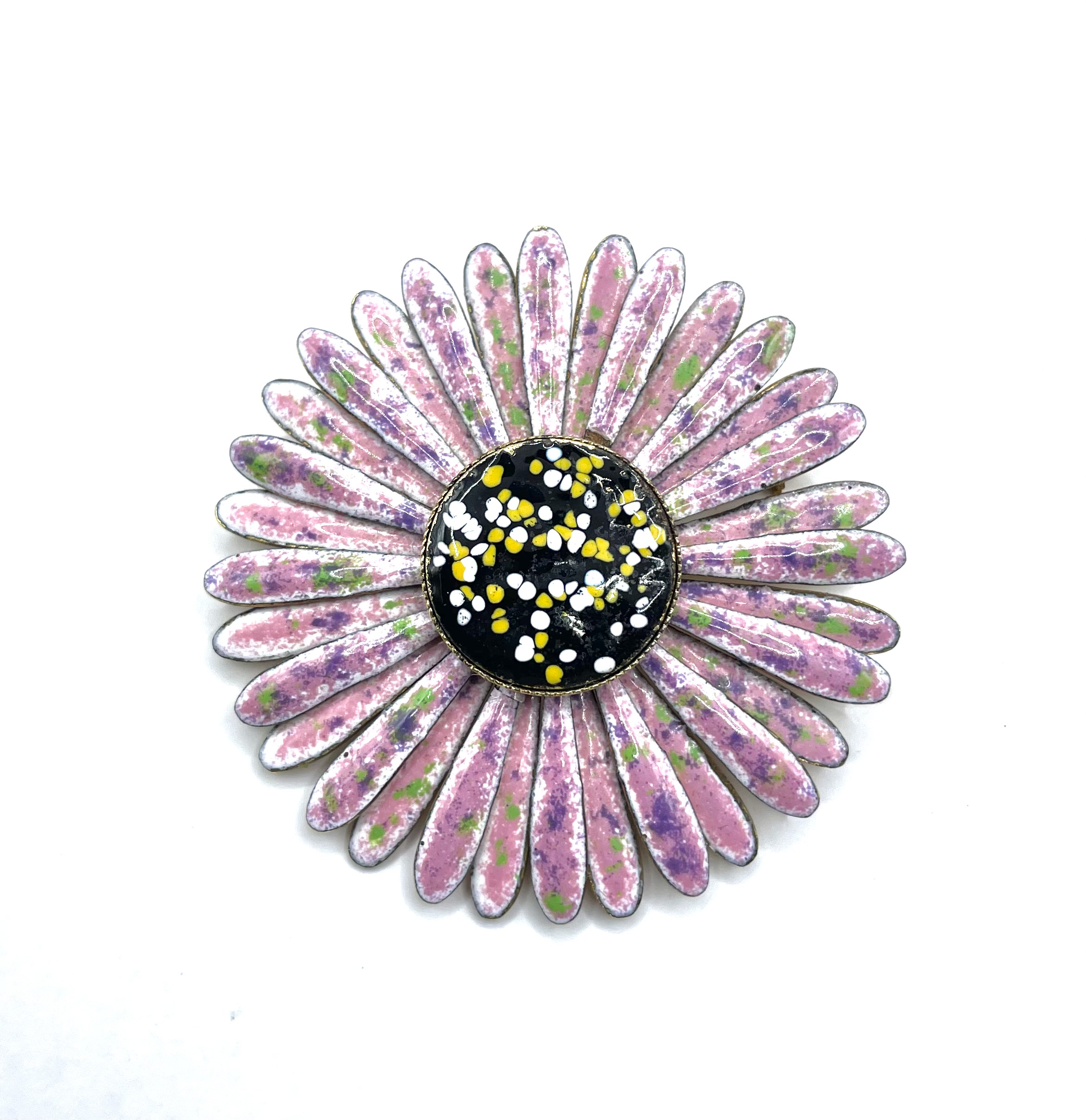 1960s enameled flower brooch