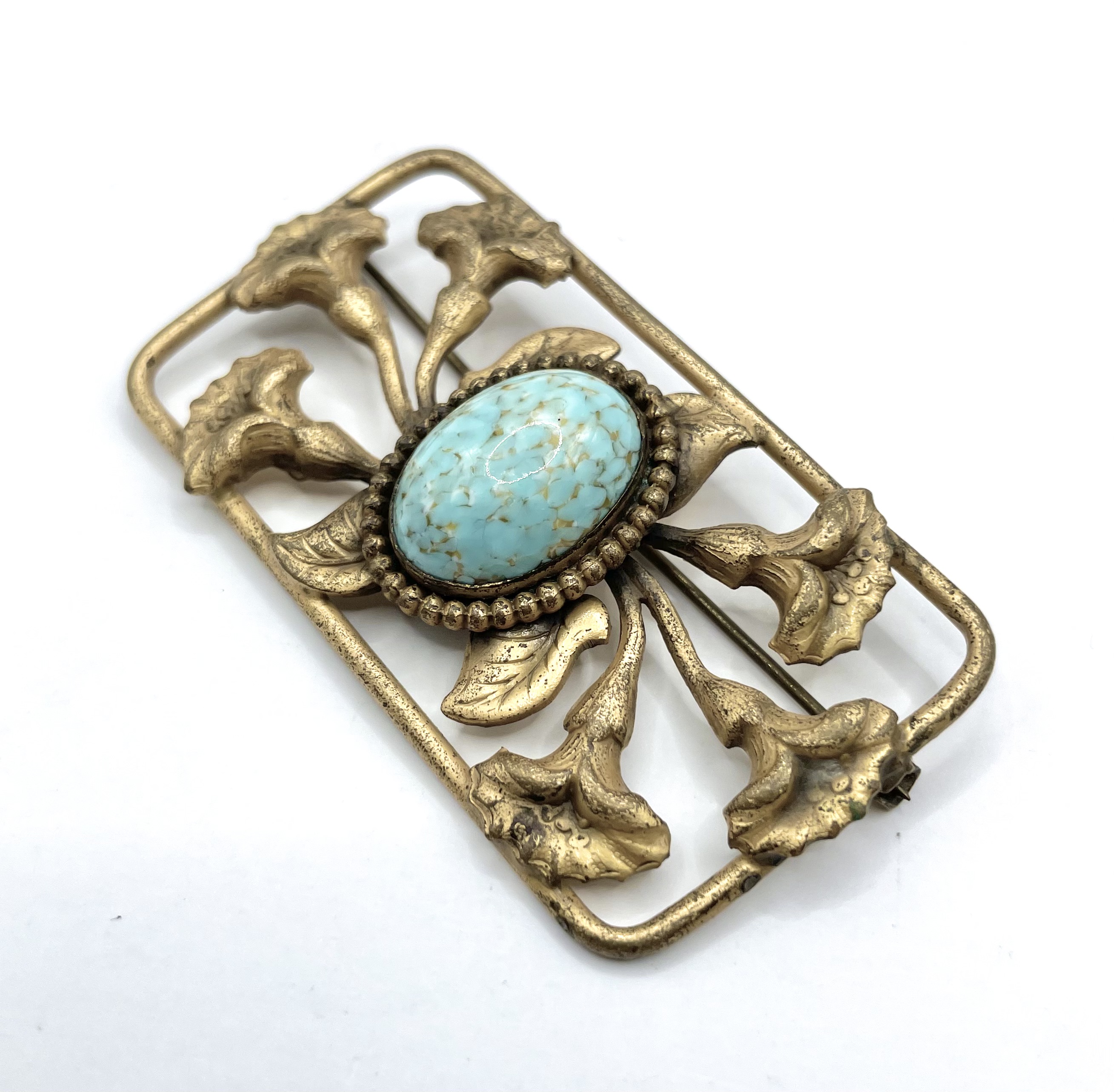Antique lily flower brooch
