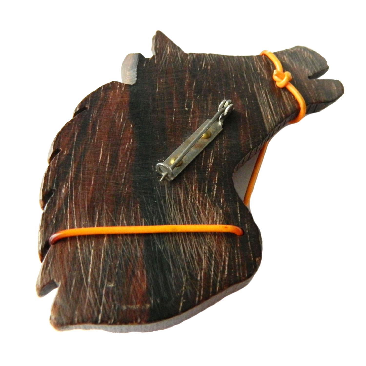 Hand carved rosewood brooch