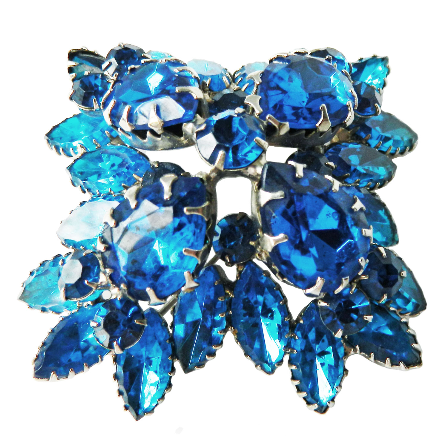 1950s blue rhinestone brooch