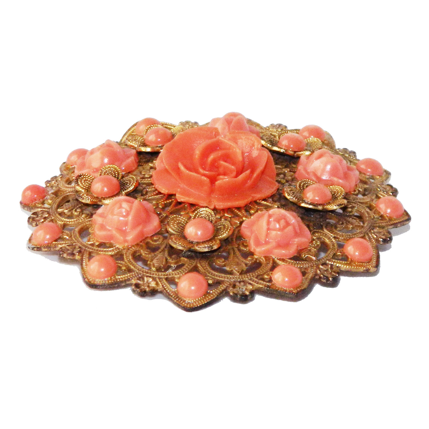 1930s celluloid floral brooch
