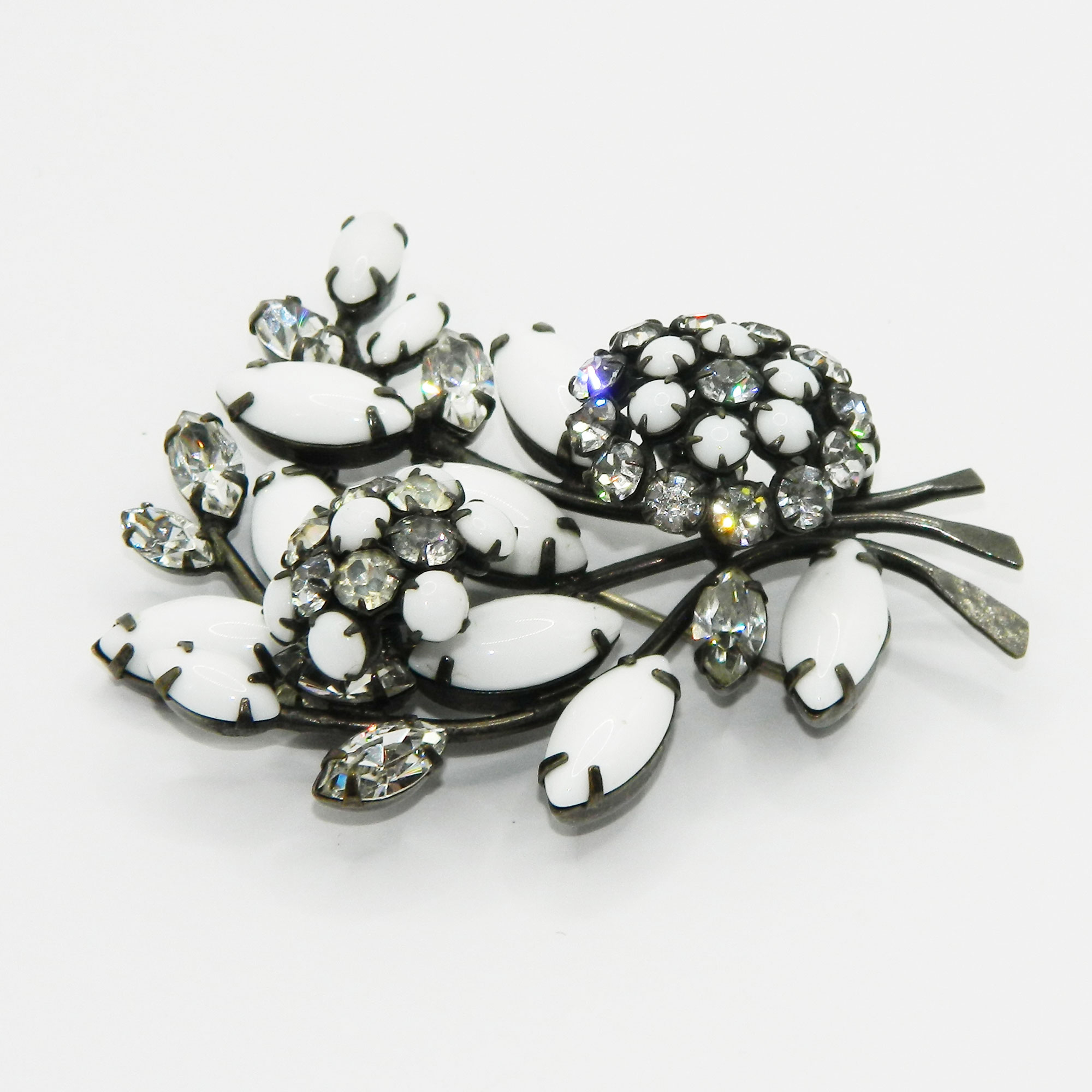 Schreiner floral rhinestone brooch