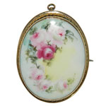 Victorian porcelain painted brooch