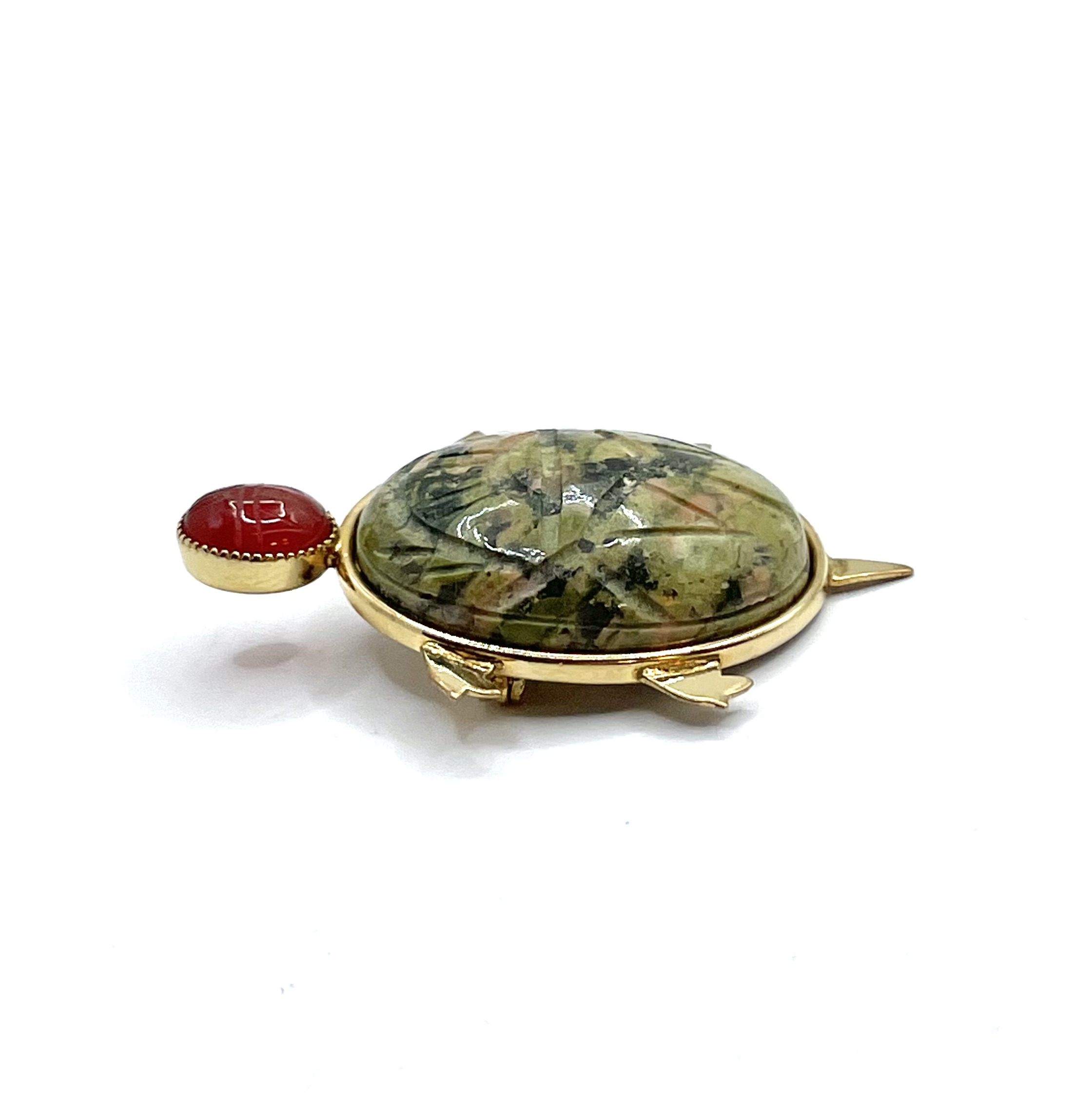 Natural Stone Turtle Brooch