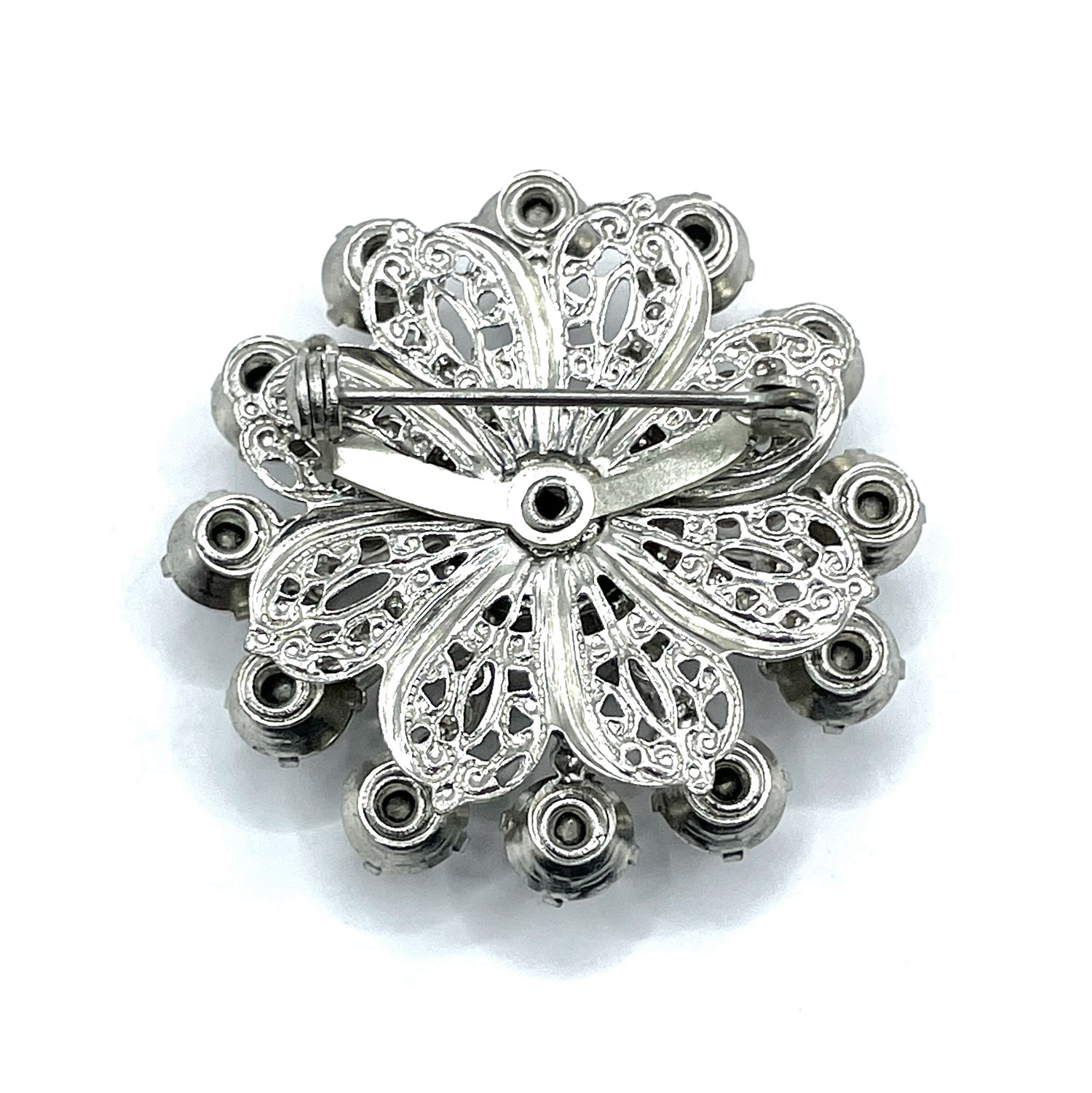 1950s rhinestone snowflake brooch