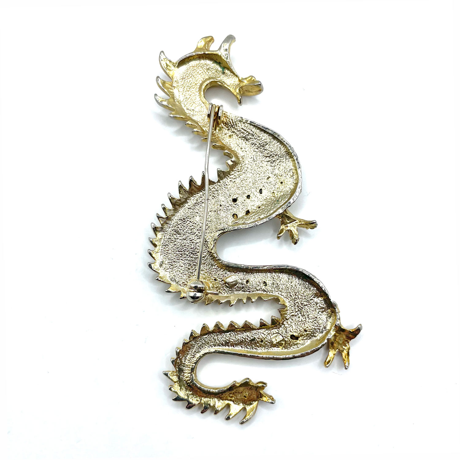 Rhinestone Chinese dragon brooch