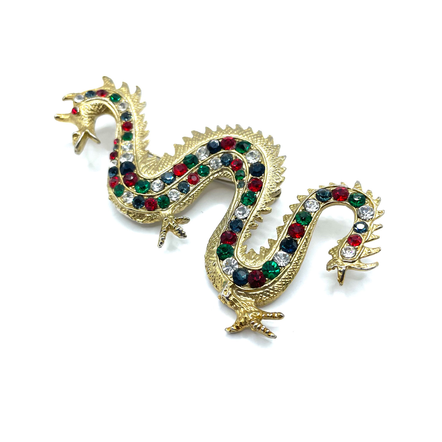 Rhinestone Chinese dragon brooch