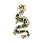 Chinese dragon rhinestone brooch