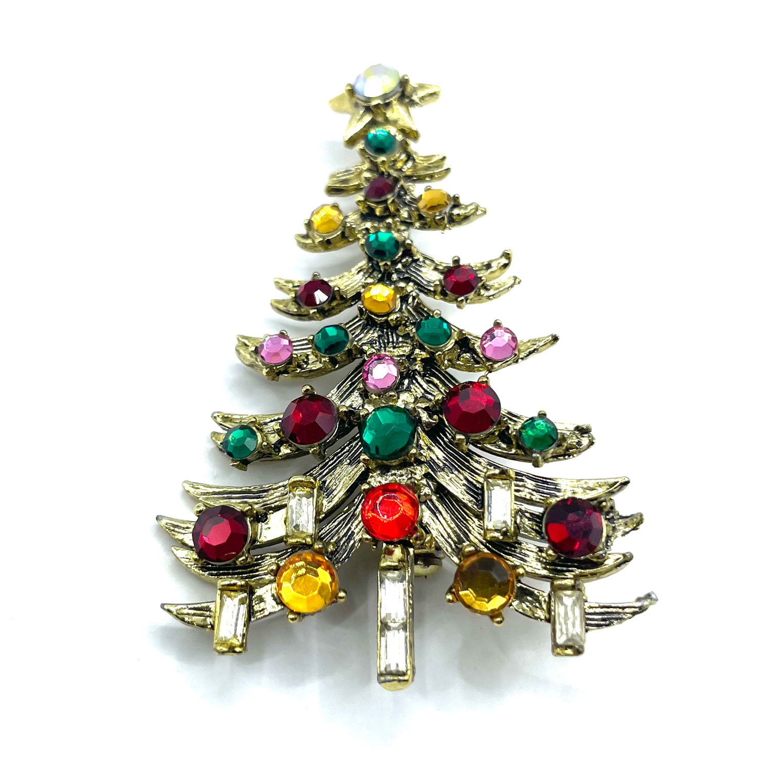 Hollycraft Christmas tree brooch