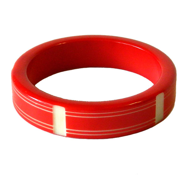 Red celluloid bangle bracelet
