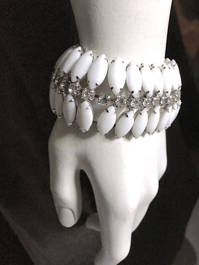 1950s white rhinestone bracelet