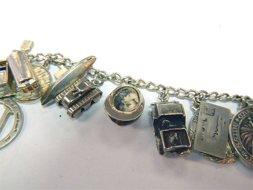 1940's sterling silver World War 2 charm bracelet