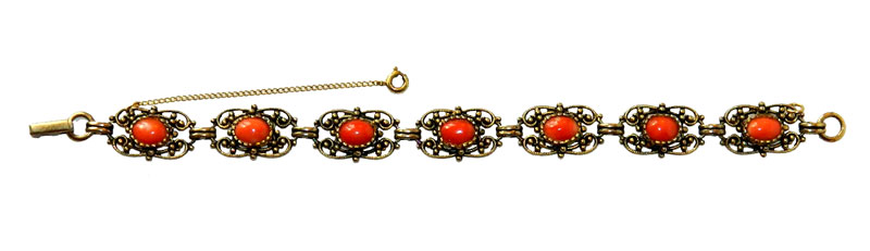 1950's sterling and coral bracelet by Danecraft