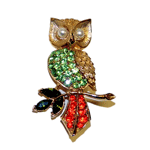 vintage rhinestone owl brooch