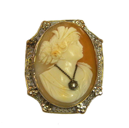 vintage cameo brooch and pendant
