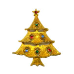 Jonette rhinestone Christmas tree brooch